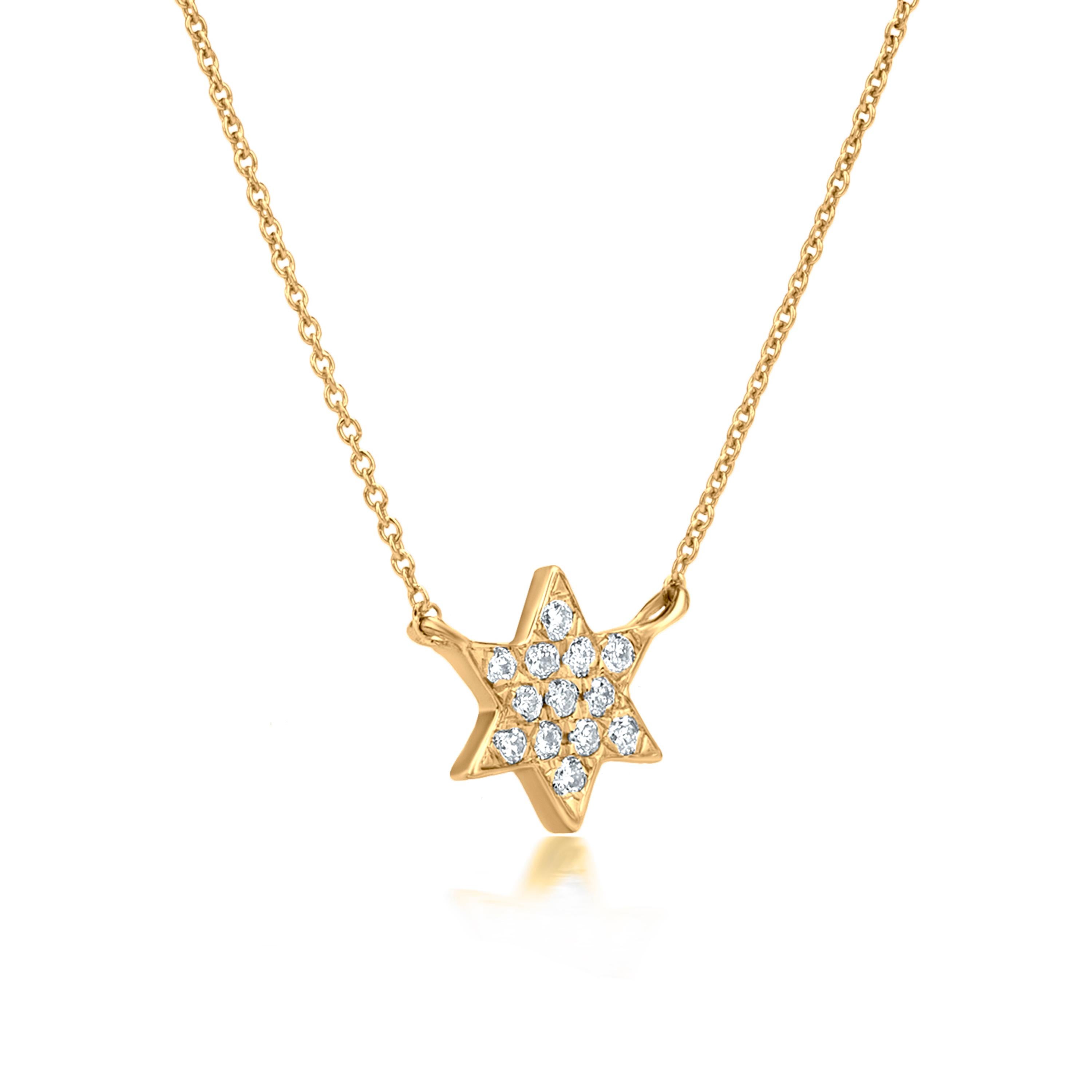 Contemporary Luxle Diamond Star Pendant Necklace 18k Yellow Gold
