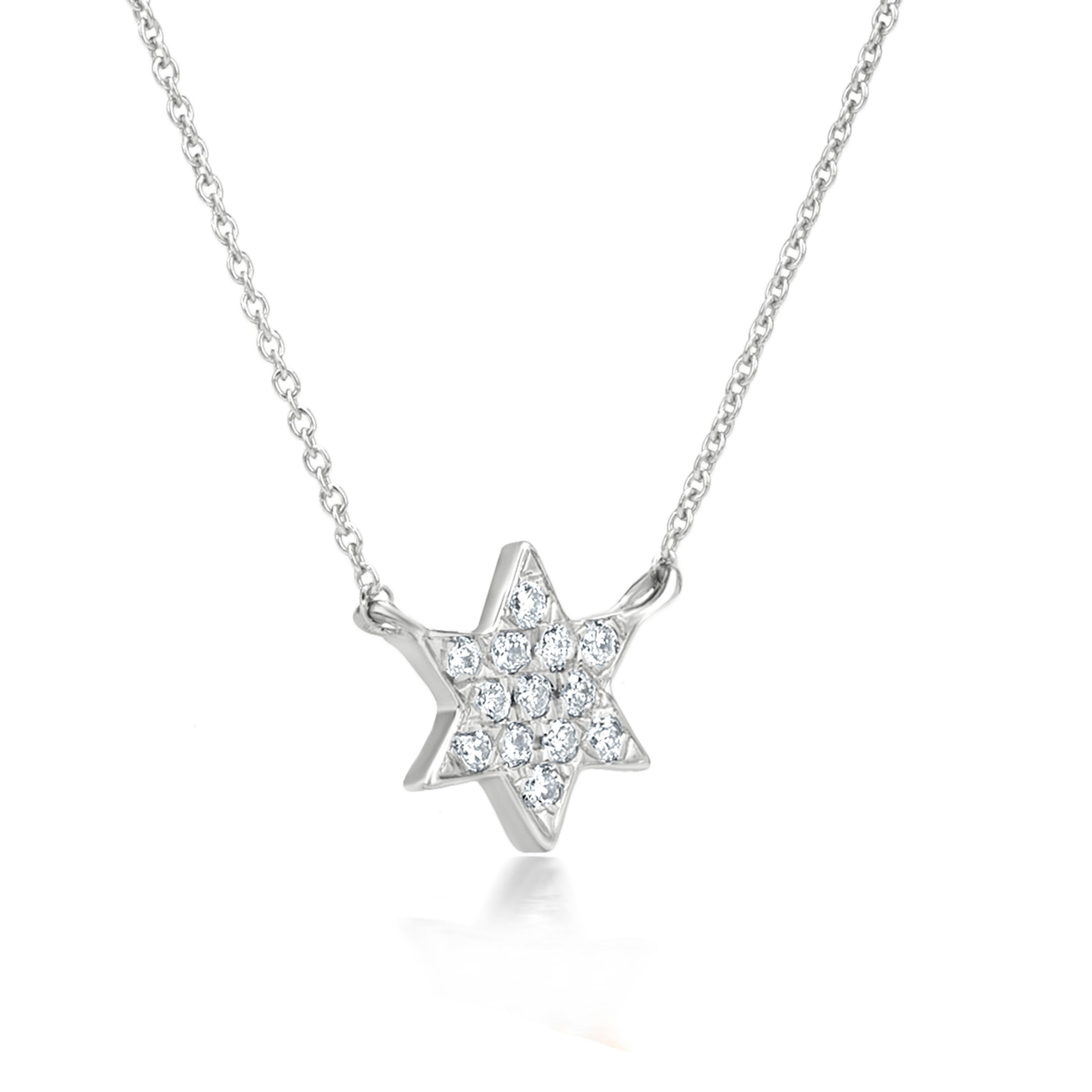 Contemporary Luxle Diamond Star Pendant Necklace in 18K White Gold