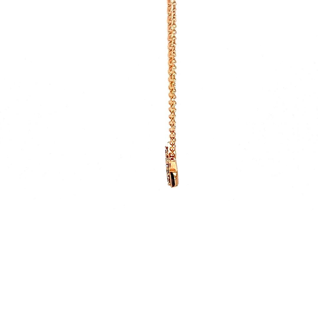 Round Cut Diamond Star Pendant Necklace in Rose Gold For Sale