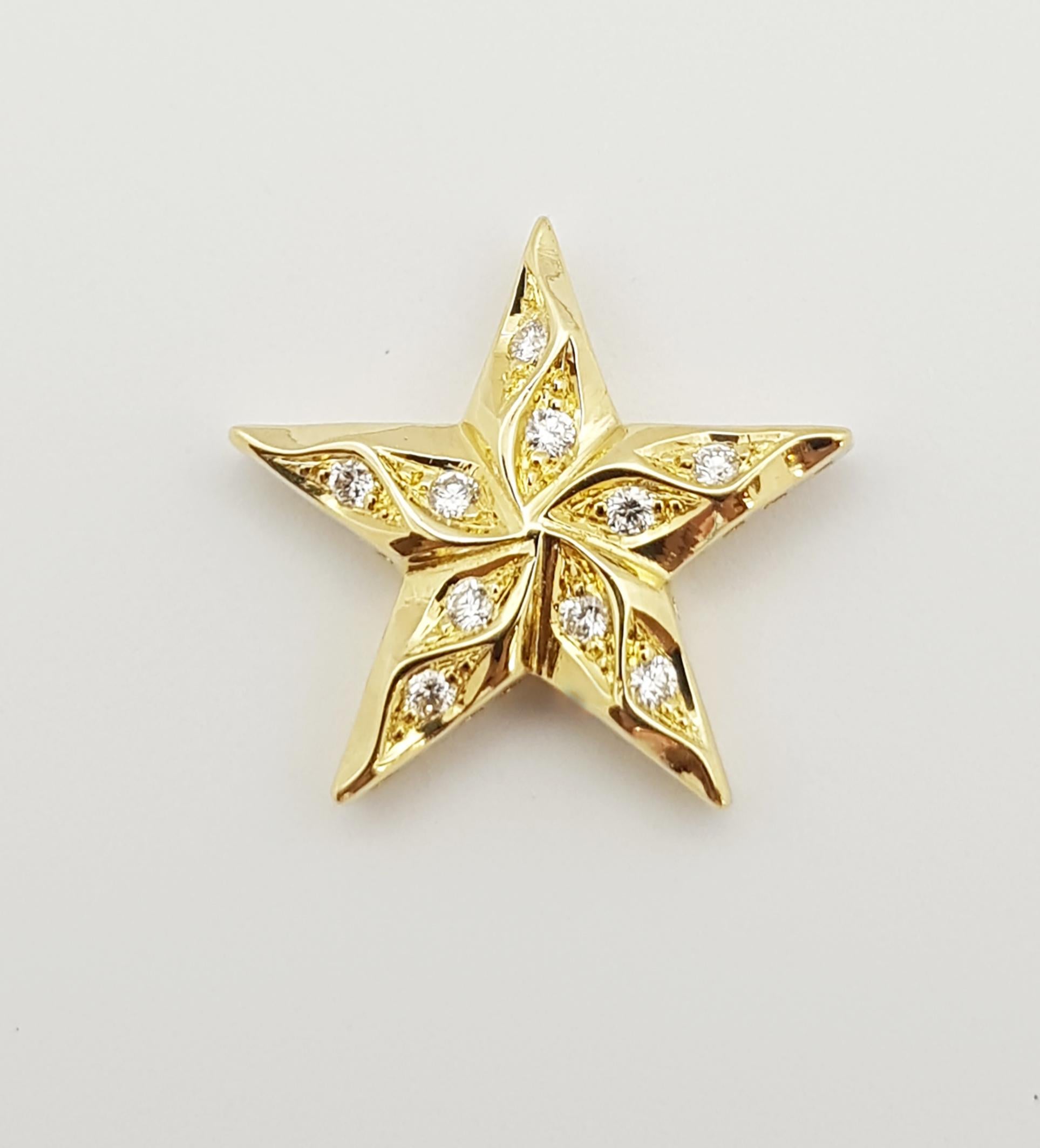 Brilliant Cut Diamond Star Pendant Set in 18 Karat Gold Settings For Sale