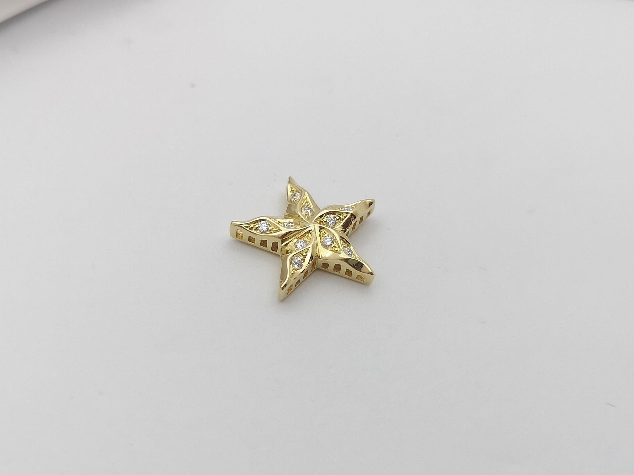 Women's or Men's Diamond Star Pendant Set in 18 Karat Gold Settings For Sale