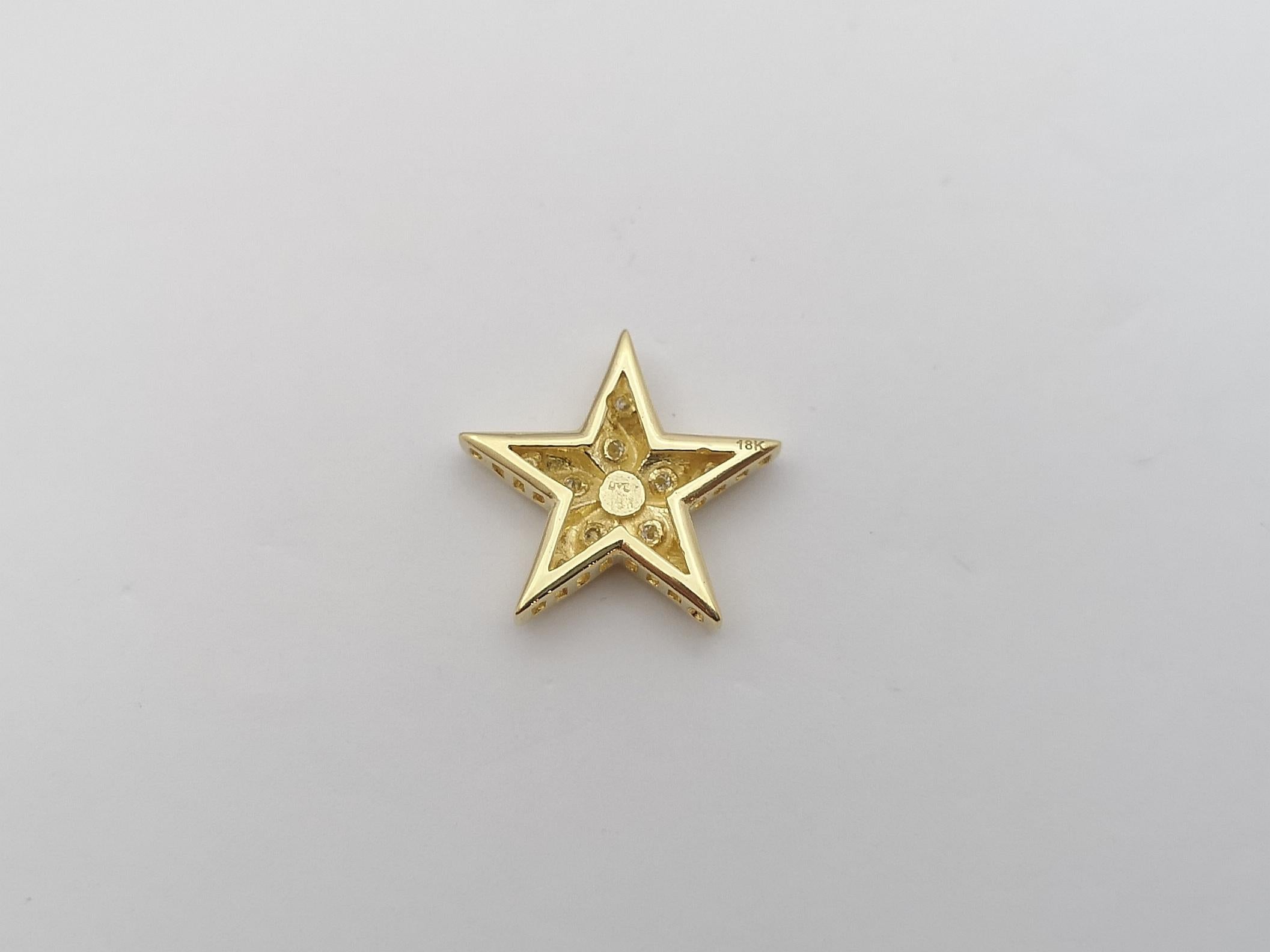 Diamond Star Pendant Set in 18 Karat Gold Settings For Sale 2