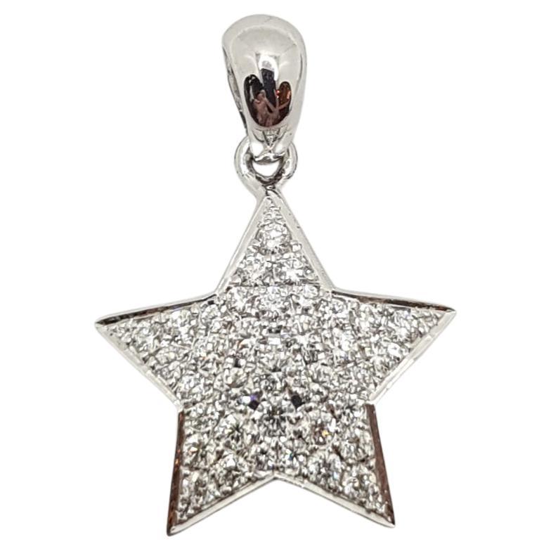 Diamond Star Pendant Set in 18 Karat White Gold Settings For Sale