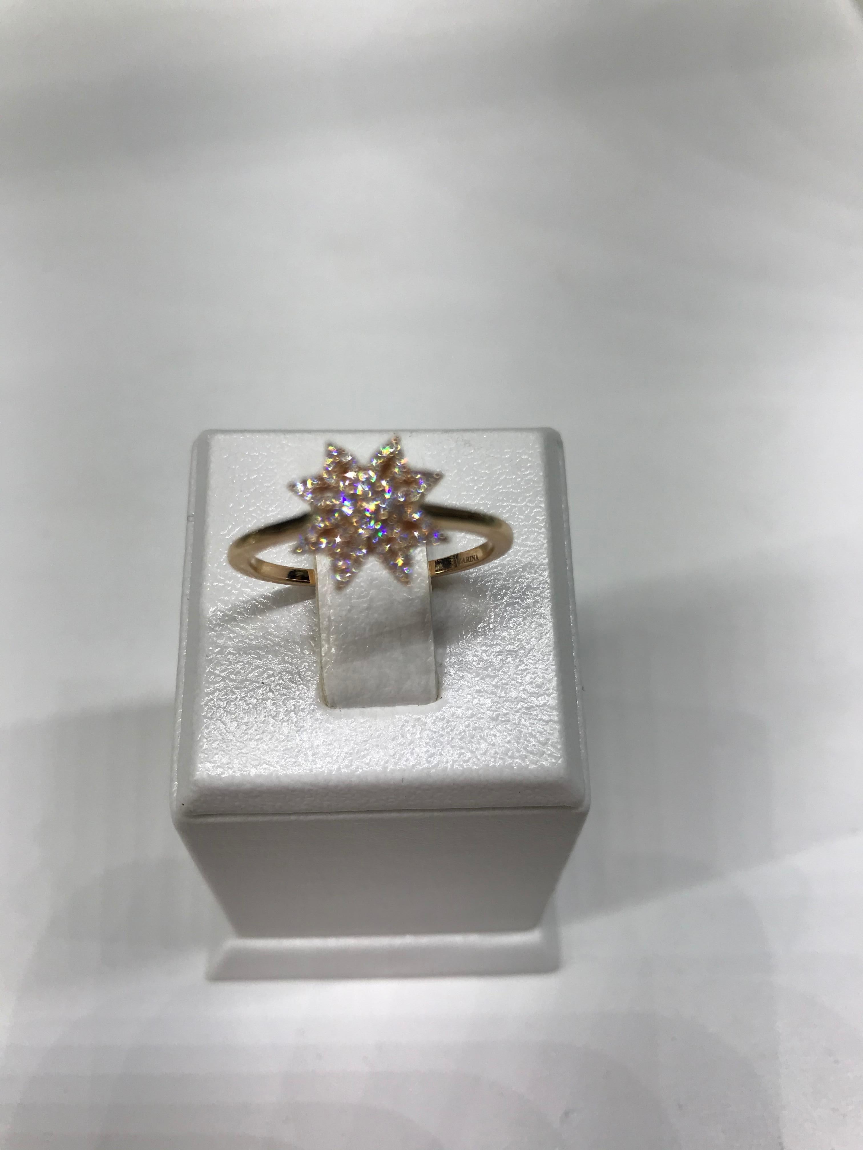 Diamond Star Pink Gold Ring In New Condition For Sale In Montreux, CH