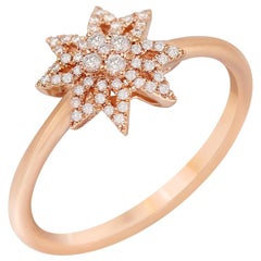 Bague étoile en or rose avec diamants