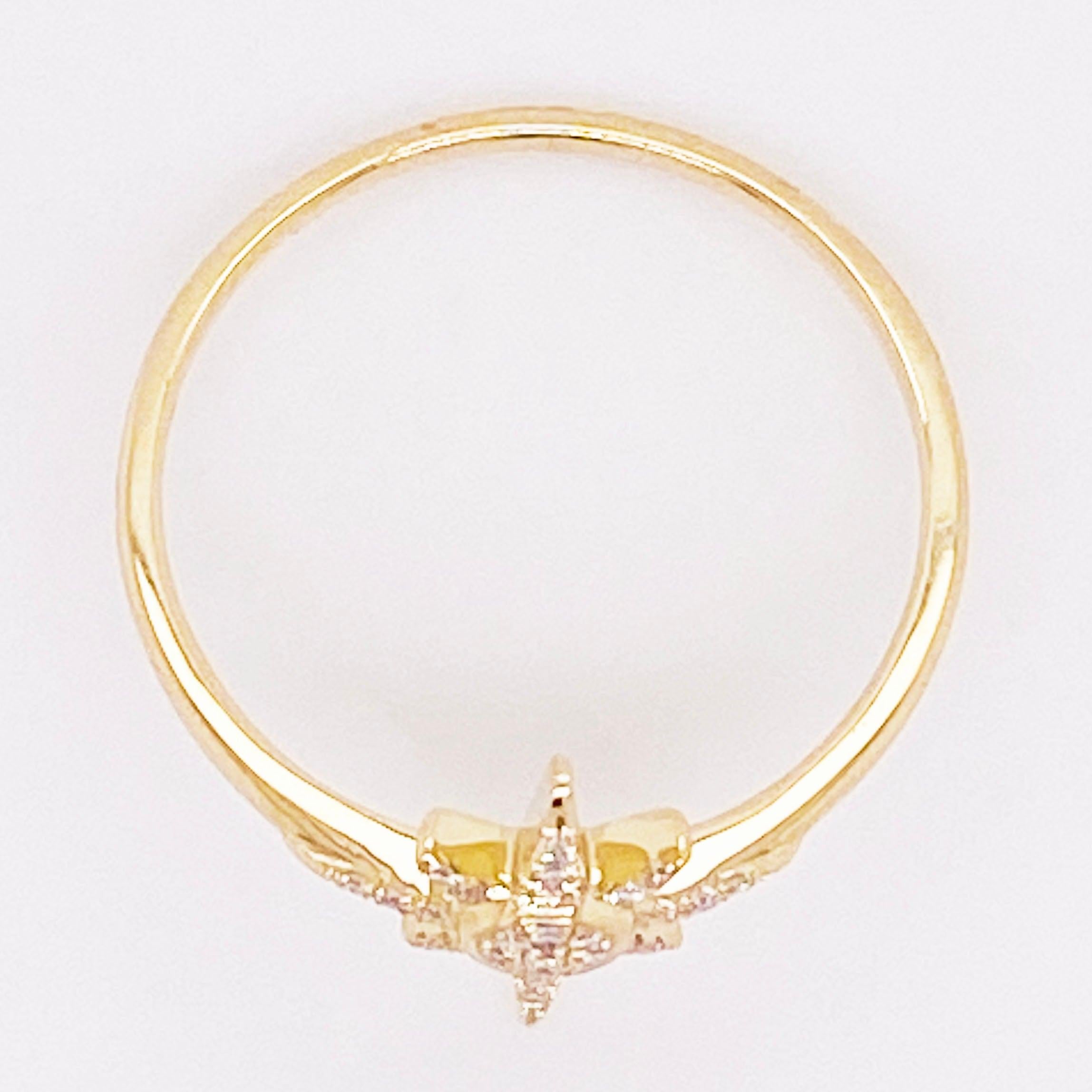 For Sale:  Diamond Star Ring, 14 Karat Yellow Gold Compass Star, North Star, Constellation 5