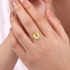 Diamond Star Ring, 14 Karat Yellow Gold Oval Medallion North Star, LR51828