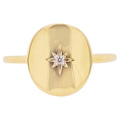 Diamond Star Ring, 14 Karat Yellow Gold Oval Medallion North Star, LR51828Y45JJ