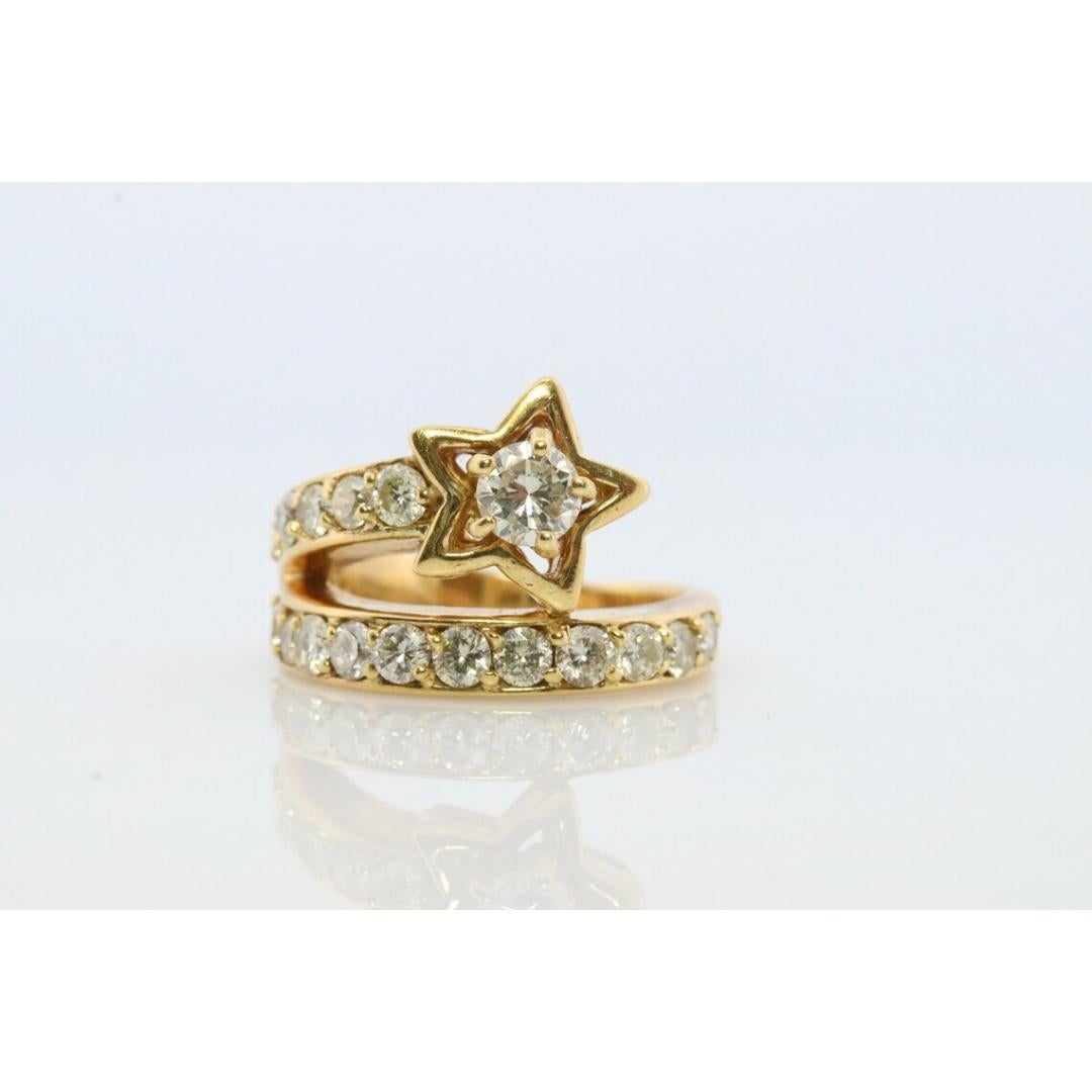 Diamond Star Ring. 18k Yellow Gold Diamond Ring. Shooting Star Wrap around Ring. For Sale 3