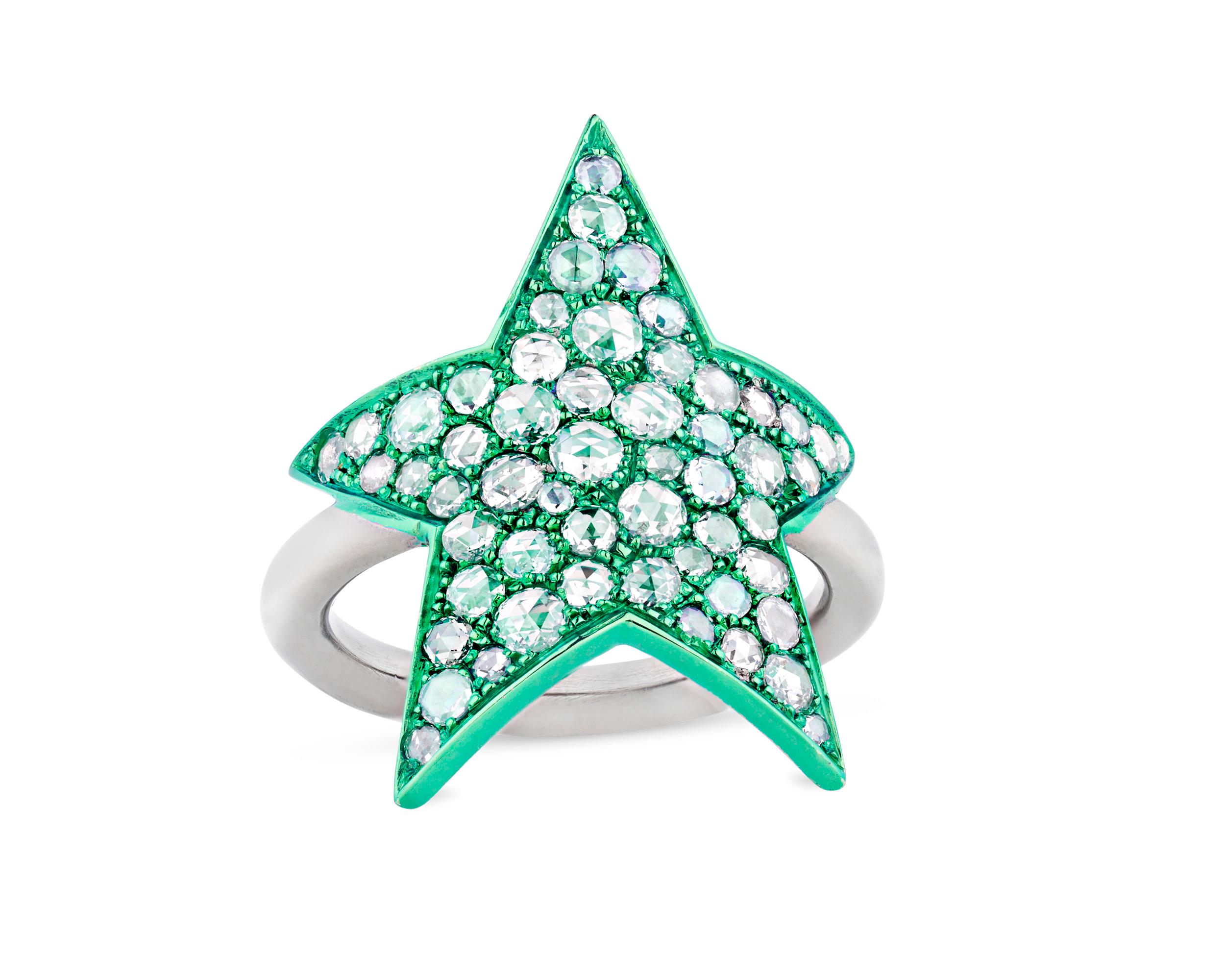 Rose Cut Diamond Star Ring
