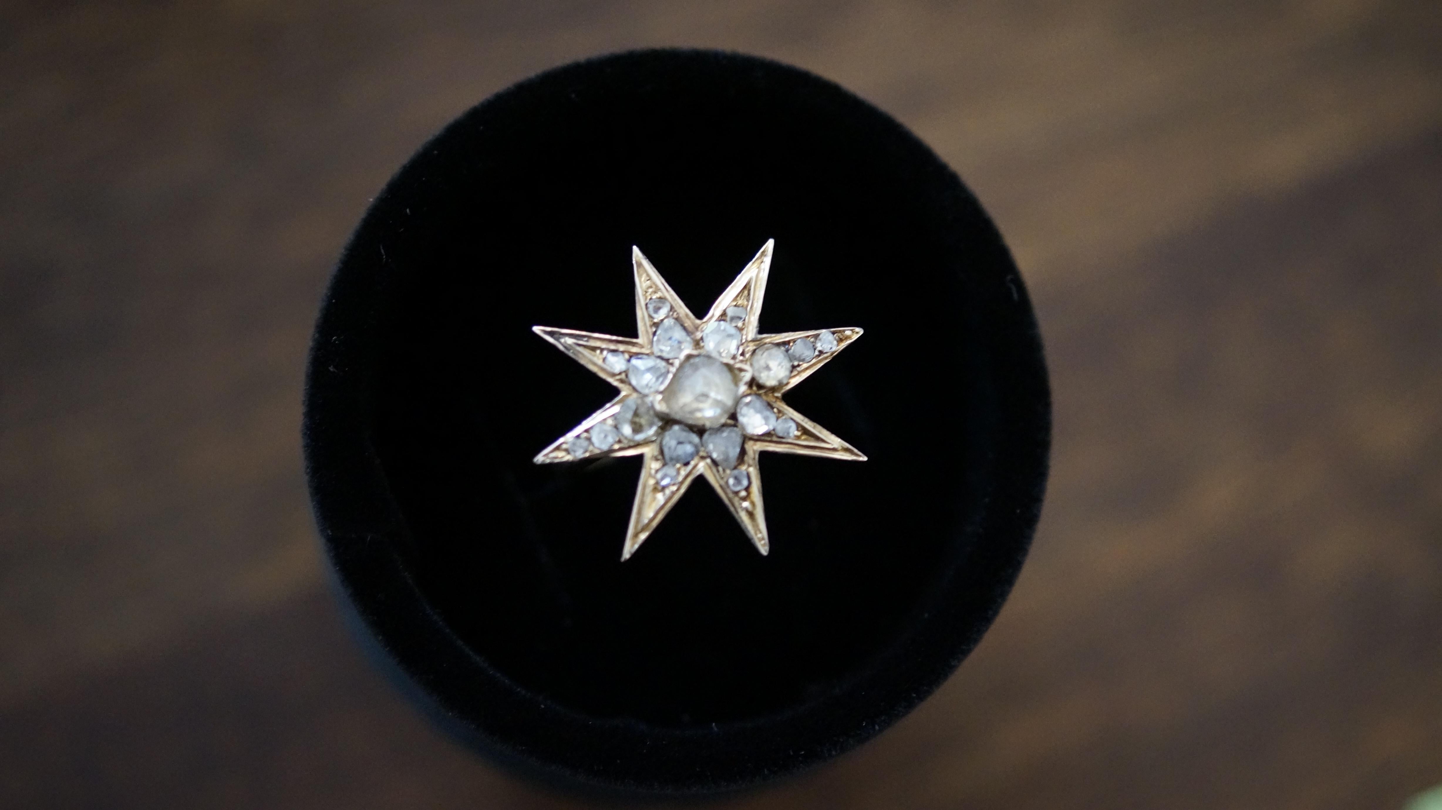 Bague étoile en diamant - Pièce de conversion géorgienne (C.1813) - US 5.5 en vente 5
