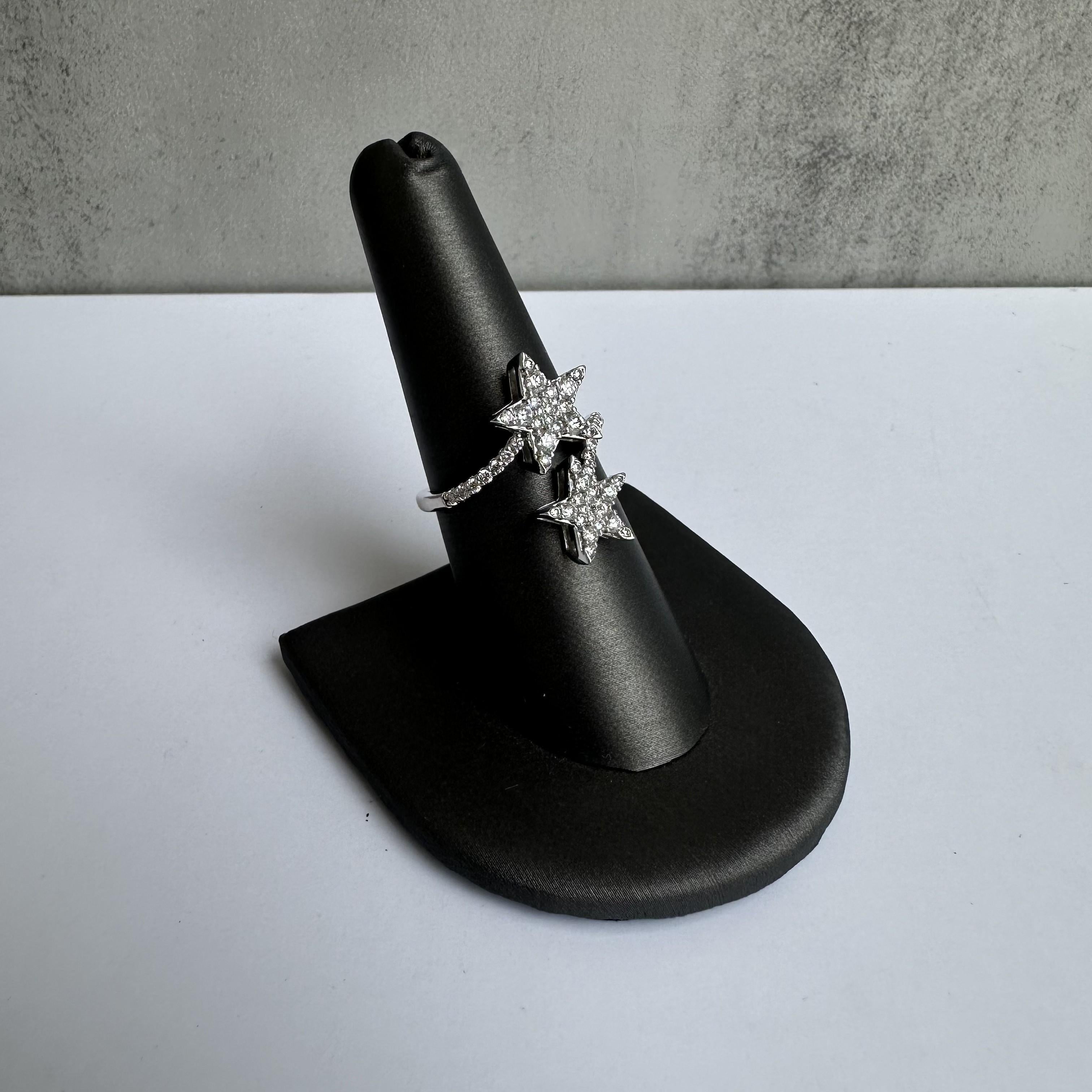 Add a touch of celestial elegance to your jewelry collection with this stunning Diamond Star Ring in 10kt White Gold. Featuring 0.75 carats of HI SI natural diamonds in a beautiful star design, this ring combines timeless beauty with modern luxury,