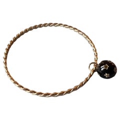 Diamond Star Sphere Bangle in Black Enamel – Designer Bracelet