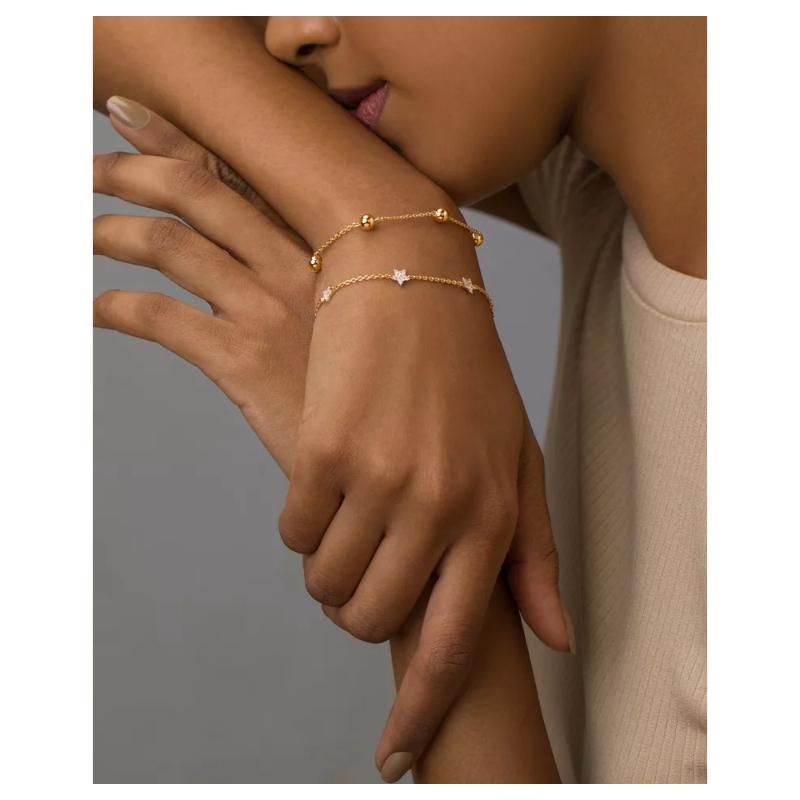 Pulsera de Estrellas de Diamantes en Oro Macizo de 14k Corte redondo en venta
