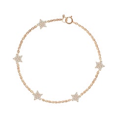 Diamond Star Stations Bracelet in 14k Solid Gold