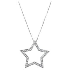 Collier avec pochoir en forme d'étoile en diamant .60cttw 14k White Gold