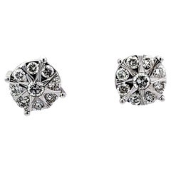 Diamond Star Stud Earrings 14K White Gold