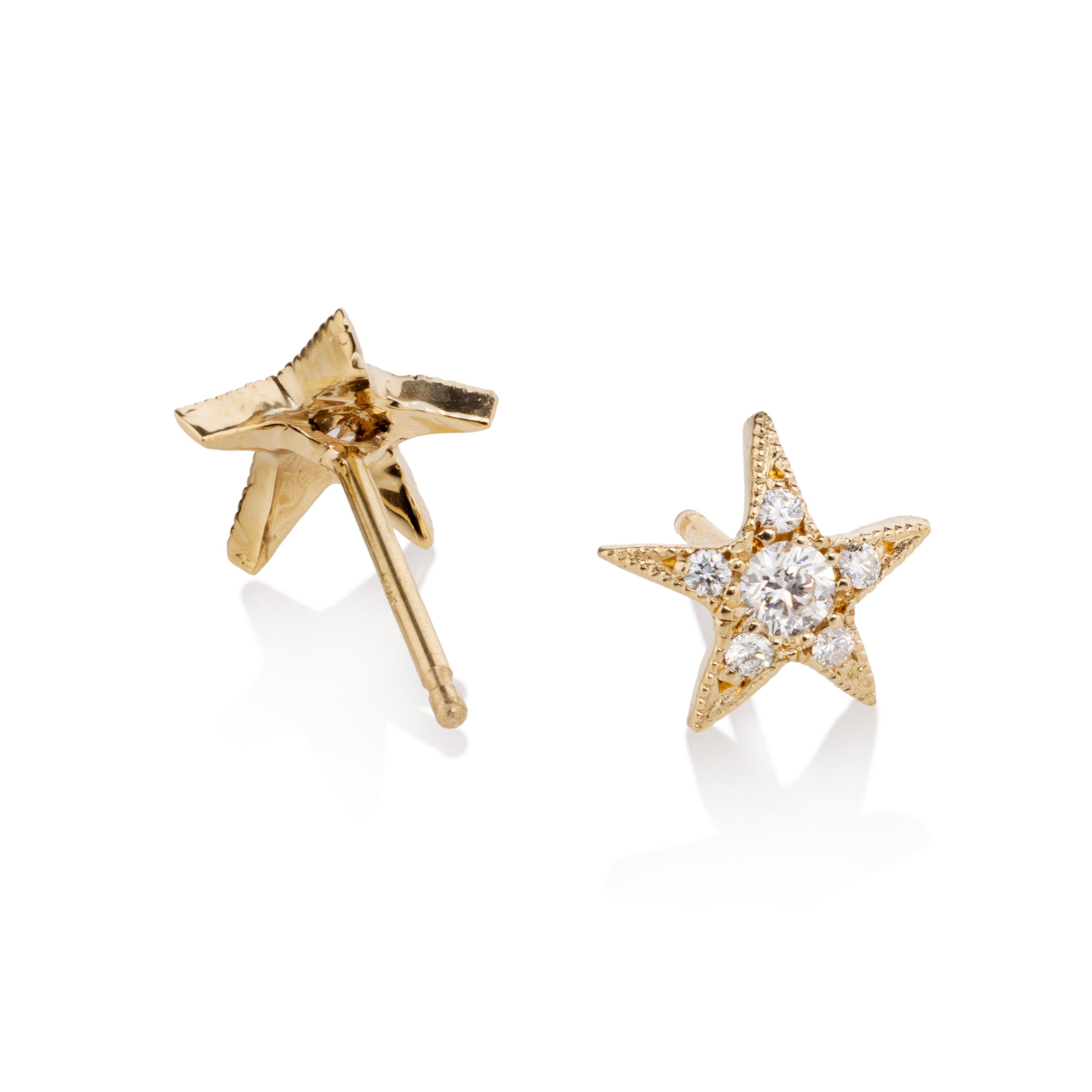 Victorien Boucles d'oreilles étoile en diamant, or en vente