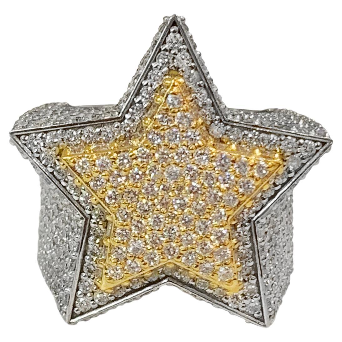 Diamond Star Two Tone Men Ring For Sale