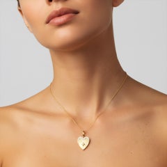 Collier pendentif coeur en or jaune 14K (ou 18k sur demande) avec étoile de diamants