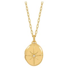 Diamant Starburst Oval Medaillon In 18ct Gold Vermeil