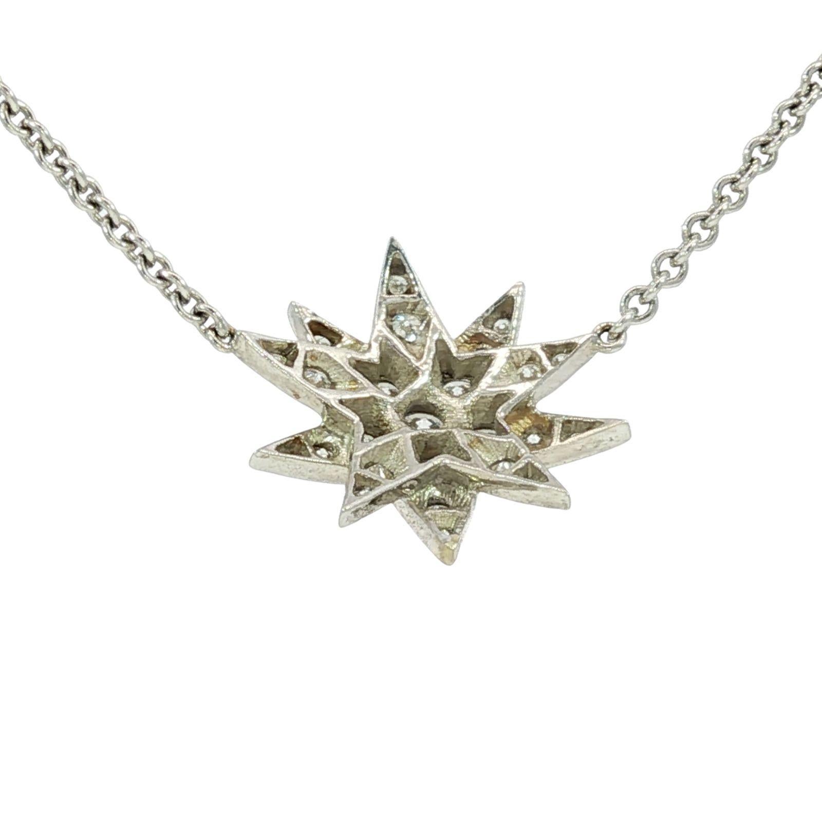 Collana con ciondolo a stella con diamanti in oro bianco 18 carati  ~1.0ctw in vendita 5