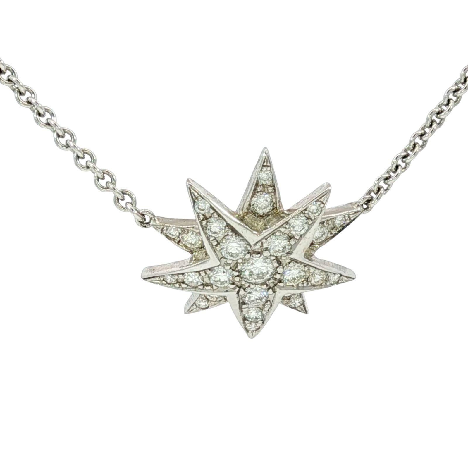 Donna Collana con ciondolo a stella con diamanti in oro bianco 18 carati  ~1.0ctw in vendita
