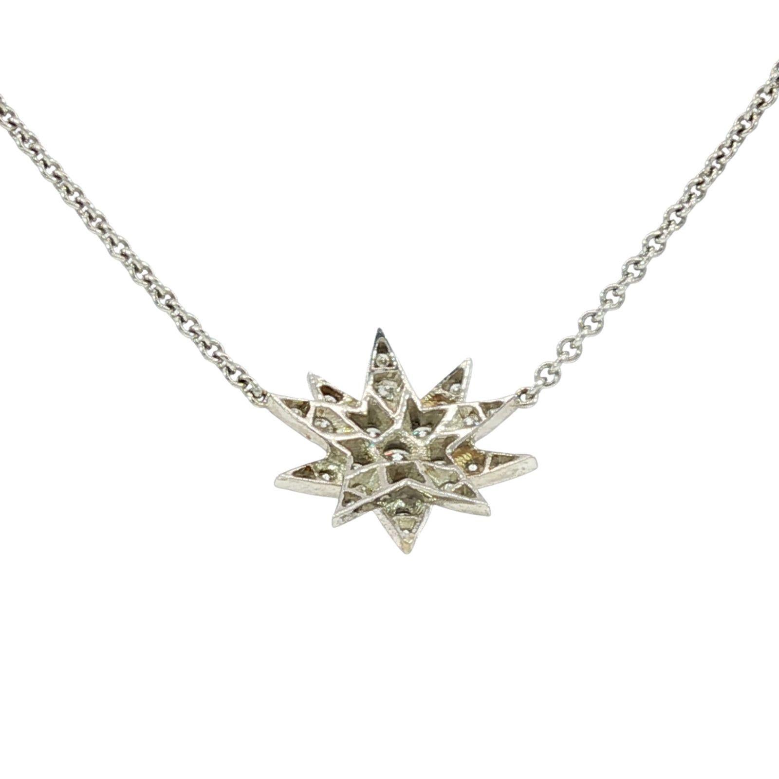 Collana con ciondolo a stella con diamanti in oro bianco 18 carati  ~1.0ctw in vendita 2