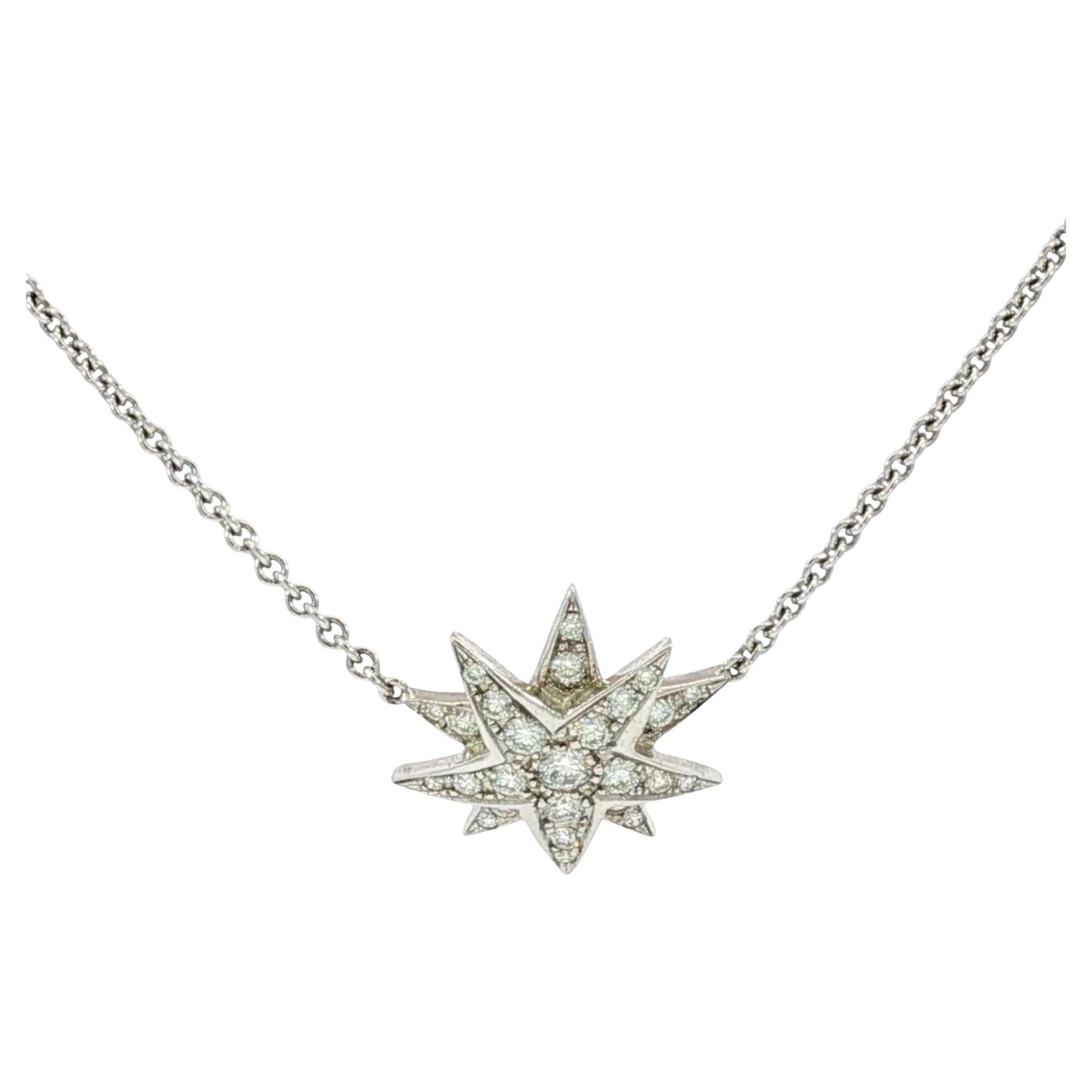 Collana con ciondolo a stella con diamanti in oro bianco 18 carati  ~1.0ctw