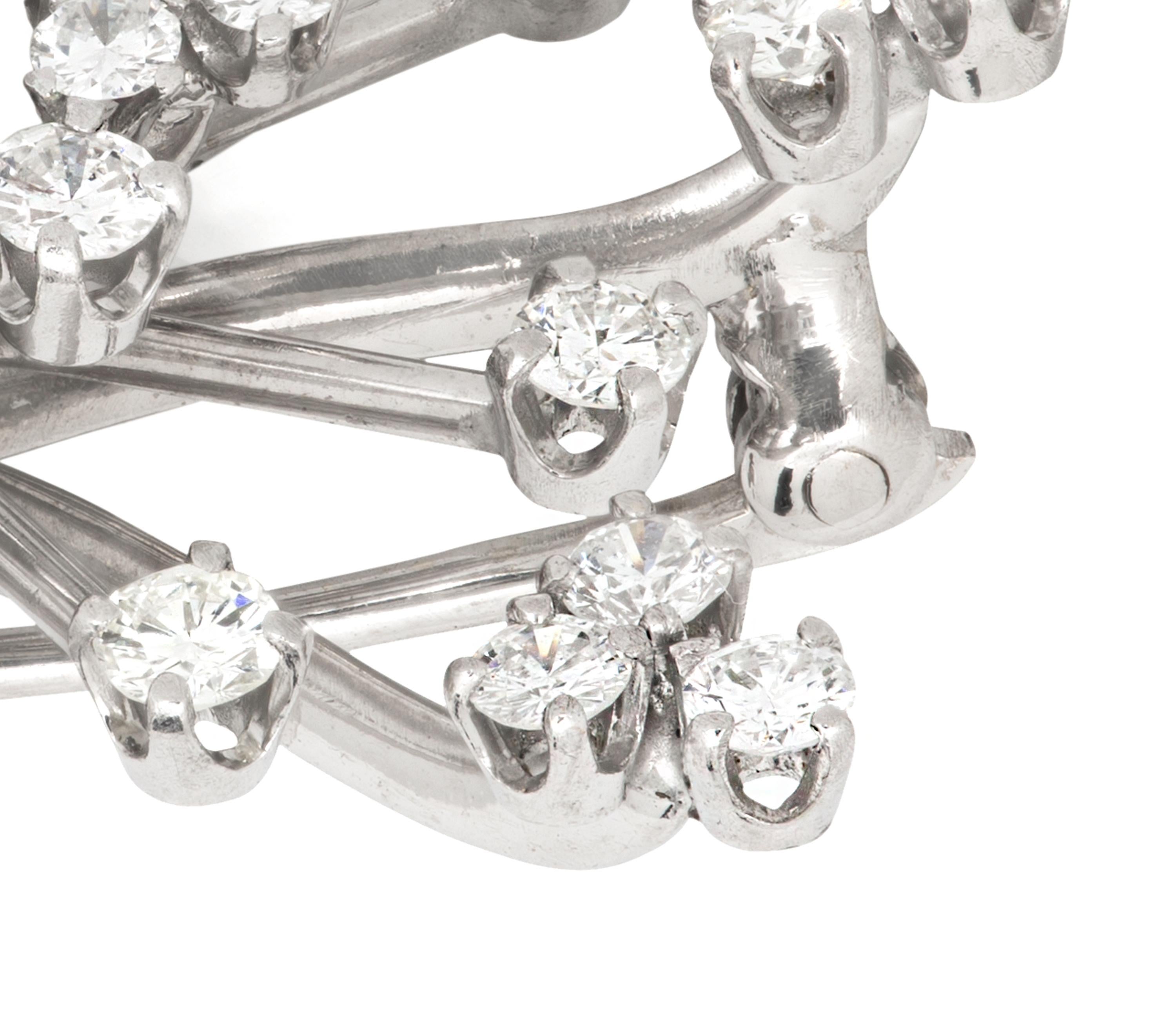 Diamond Starburst Platinum Brooch In Excellent Condition In Summerland, CA