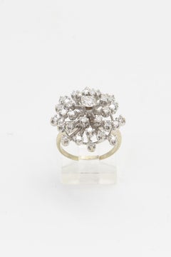 Diamond Starburst Snowflake Cluster White Gold Cocktail Ring