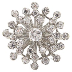 Vintage Diamond Starburst Snowflake Cluster White Gold Cocktail Ring