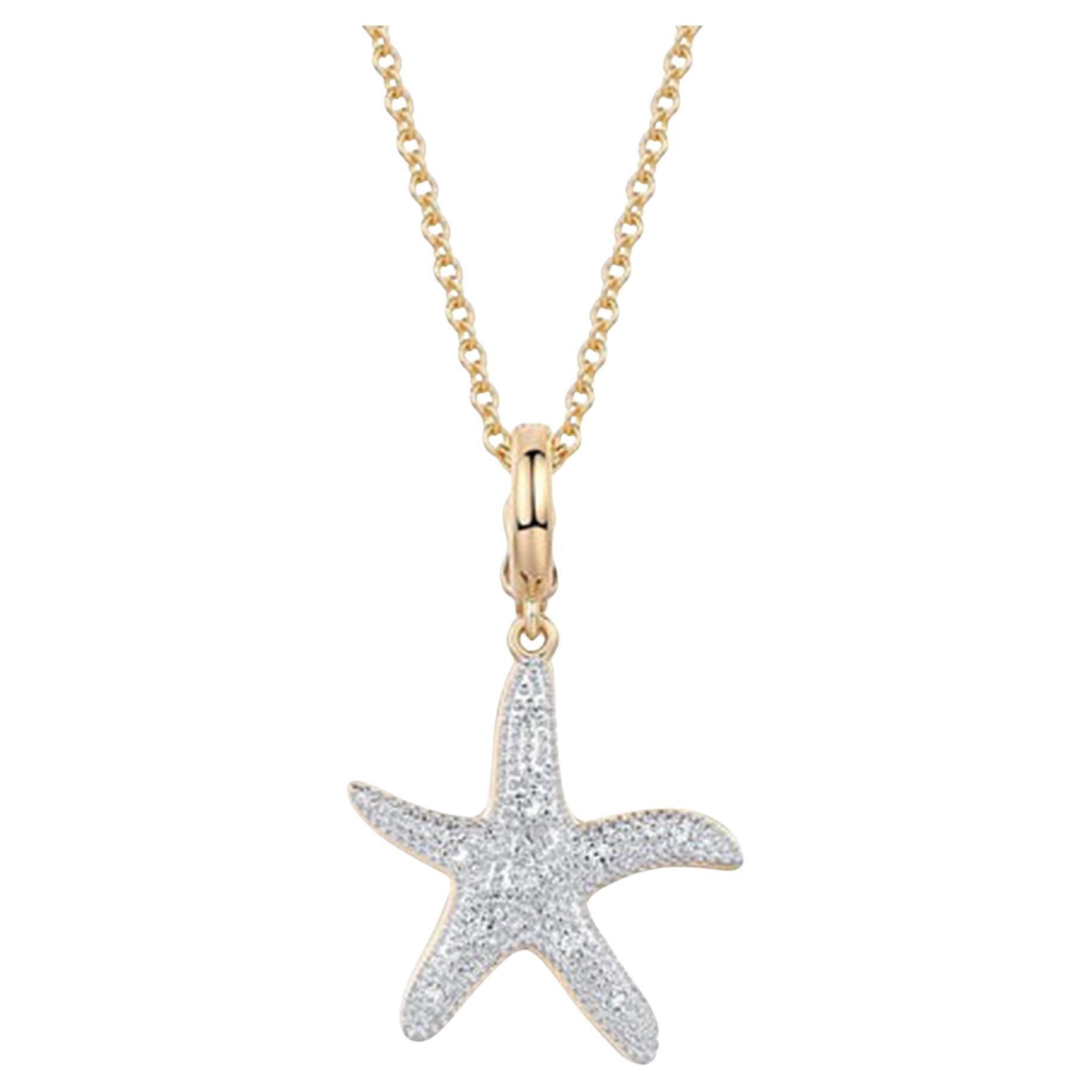 Diamond Starfish Charm 14K (or 18k upon request) Yellow Gold Pendant Necklace