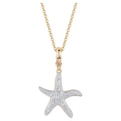 Diamond Starfish Charm 14K (or 18k upon request) Yellow Gold Pendant Necklace