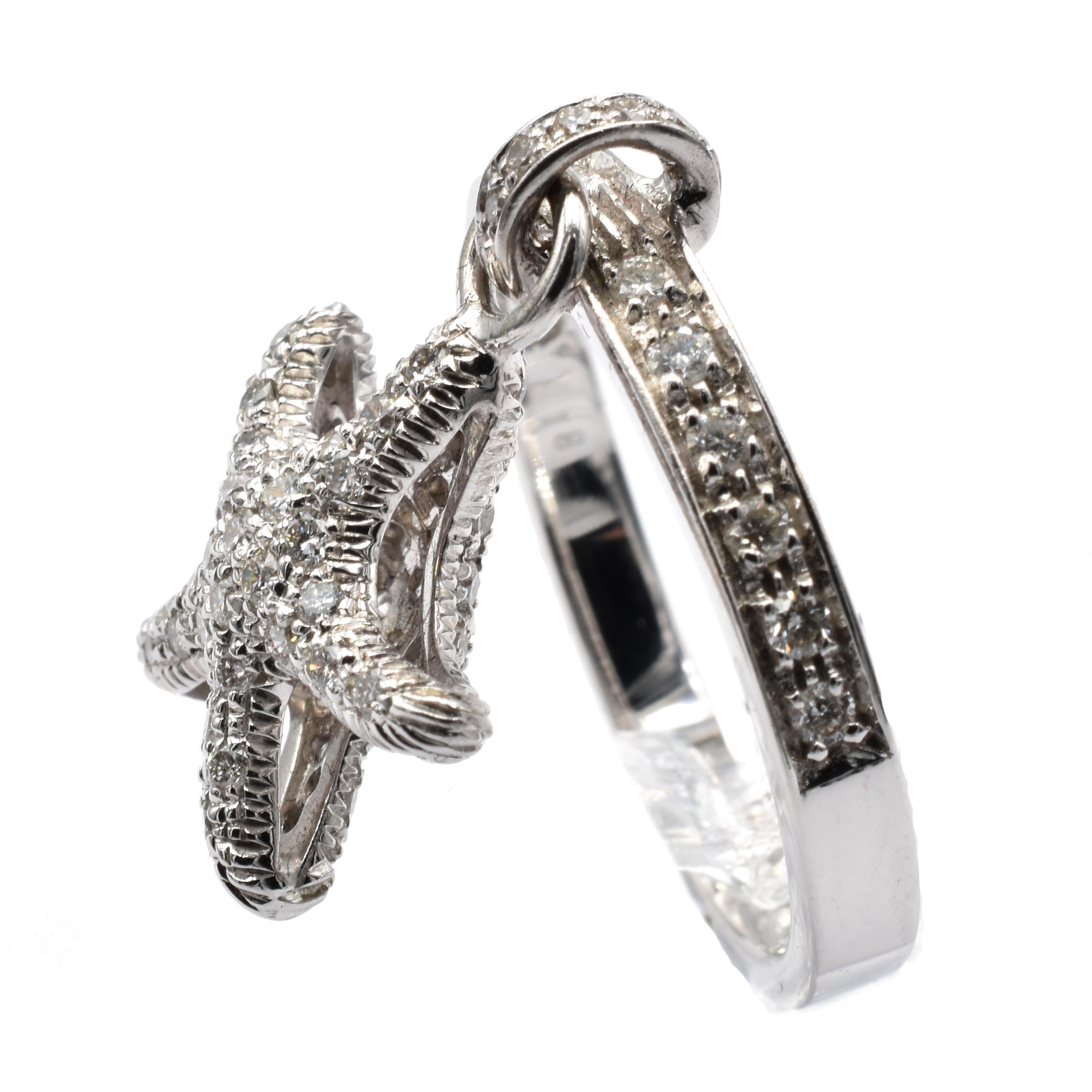 Gilberto Cassola Anillo de oro blanco con estrella de mar y diamantes Hecho en Italia Contemporáneo en venta