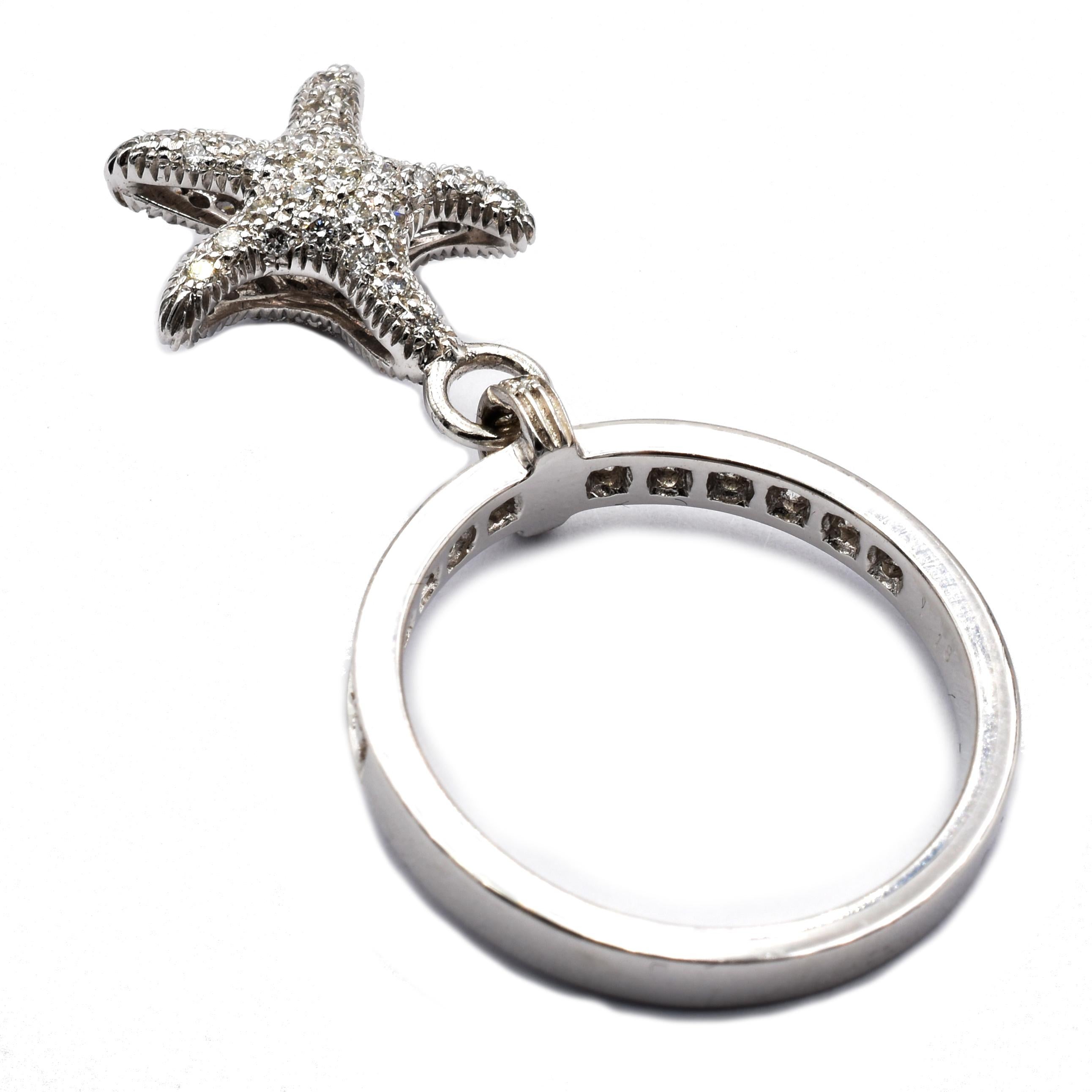 De las mujeres Gilberto Cassola Anillo de oro blanco con estrella de mar y diamantes Hecho en Italia en venta