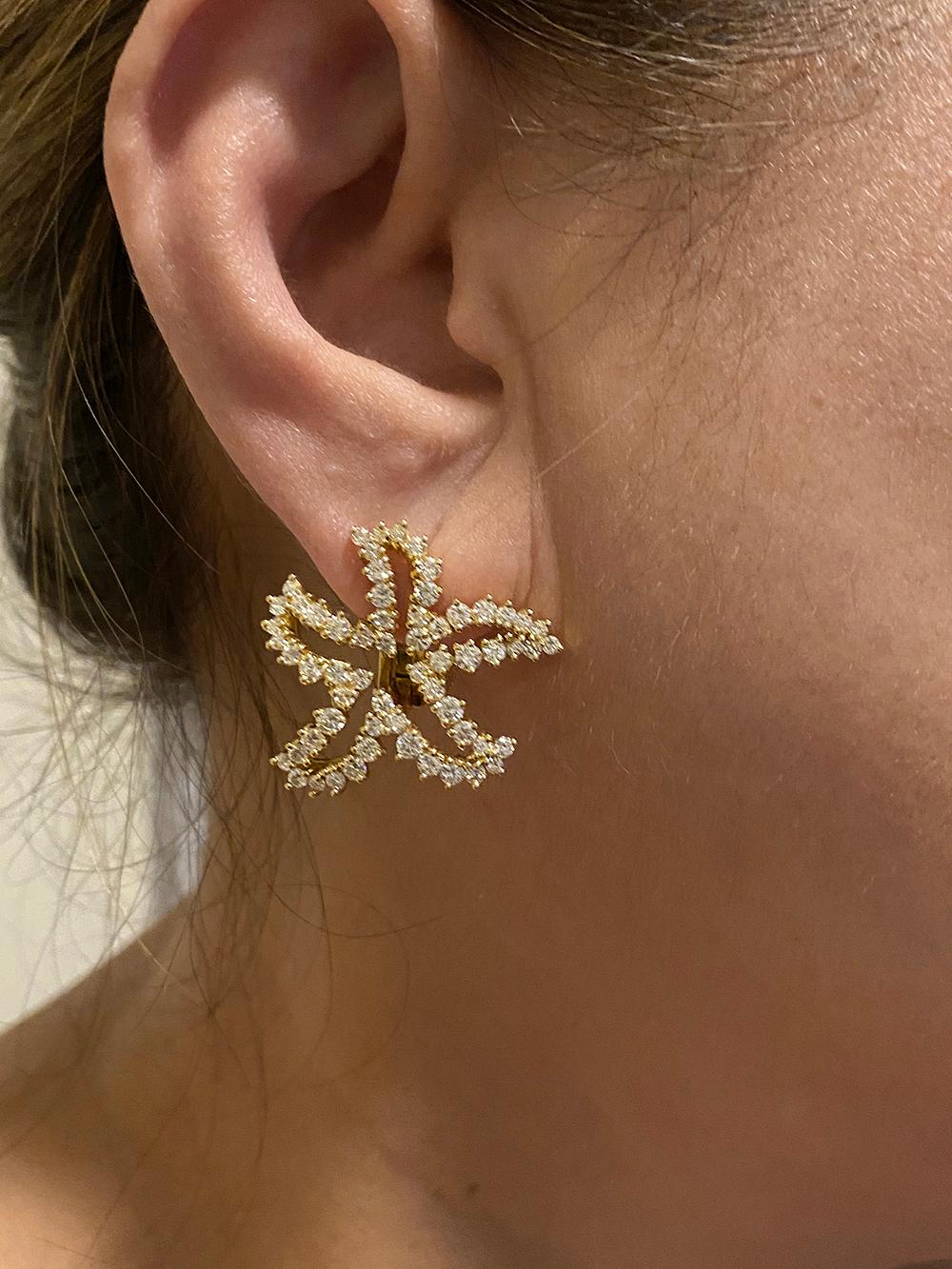 Boucles d'oreilles étoile de mer en diamant Pour femmes en vente
