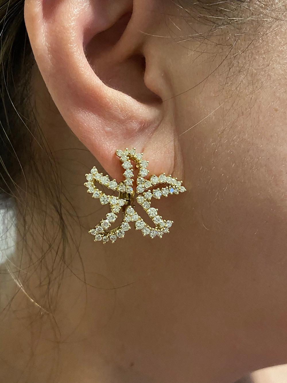 Boucles d'oreilles étoile de mer en diamant en vente 1
