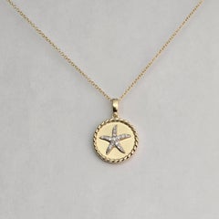 Collier étoile de mer en diamant Collier en or jaune 14KT de belle facture