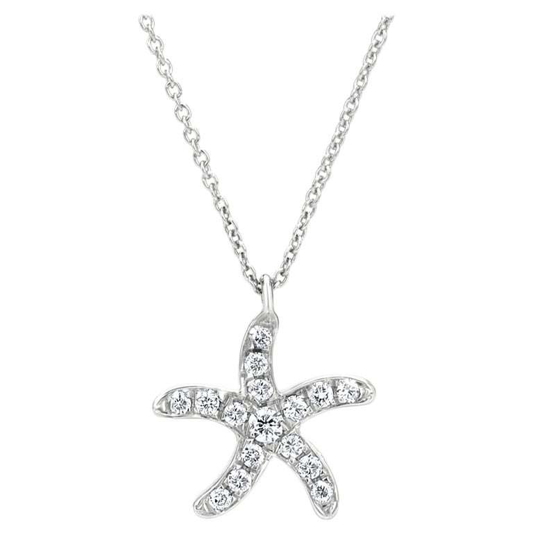 Starfish Diamond Pendant Necklace In 18k White Gold For At 1stdibs - Diamond Starfish Pendant White Gold