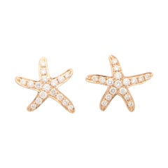 Diamond Starfish Stud Earrings in 18k Rose Gold, Petite Version