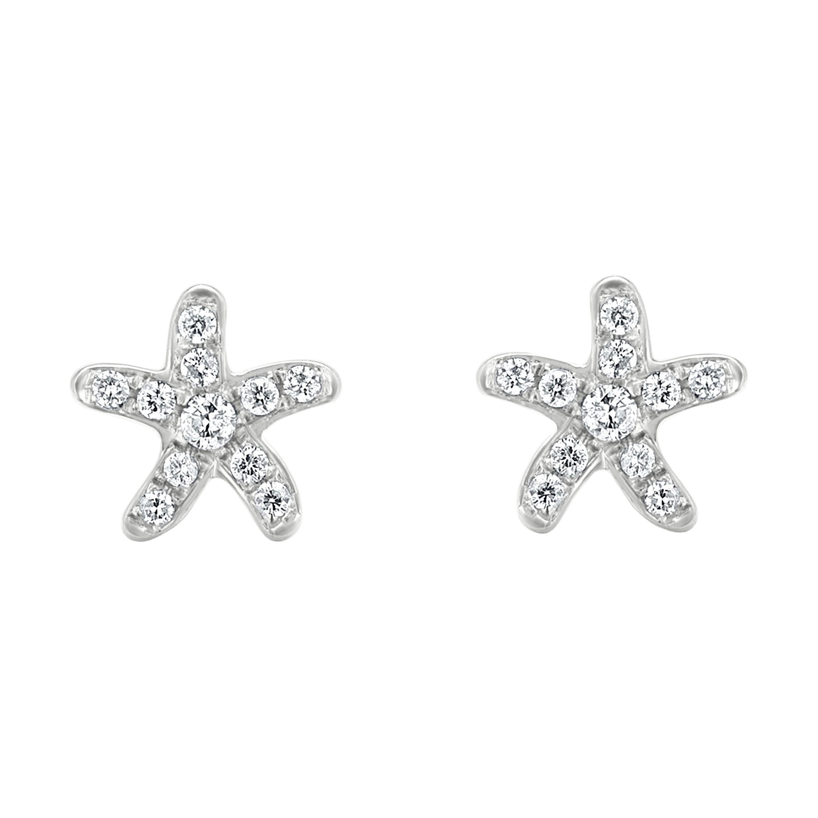 Star Stud Diamond Earrings in 18 Karat Rose Gold at 1stDibs