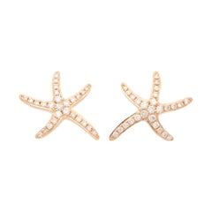 Diamond Starfish Stud Earrings Set in 18k Rose Gold, Larger Version