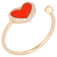Diamond Starlight 14K (or 18k upon request) Yellow Gold Heart Open Wrap Ring