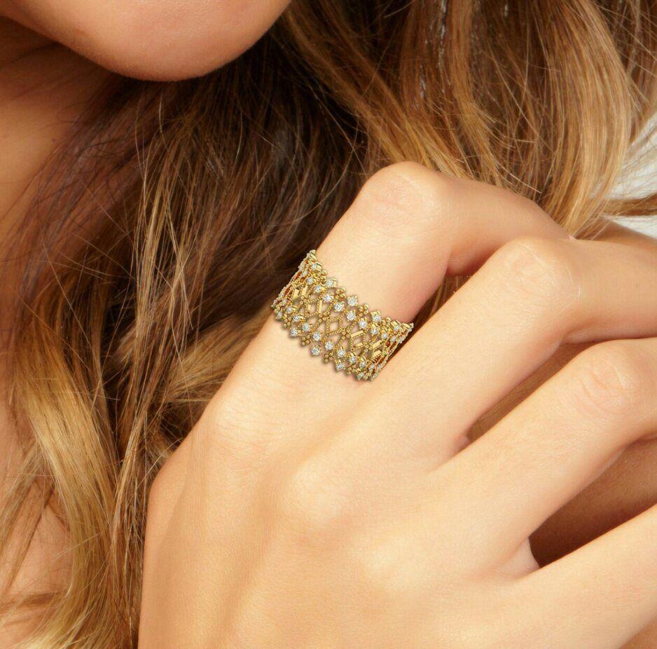 Diamond Statement Ring 14K Solid Gold Stacking ring Women ring Gift For Birthday For Sale 6