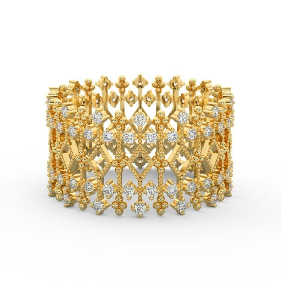 Art Deco Diamond Statement Ring 14K Solid Gold Stacking ring Women ring Gift For Birthday For Sale