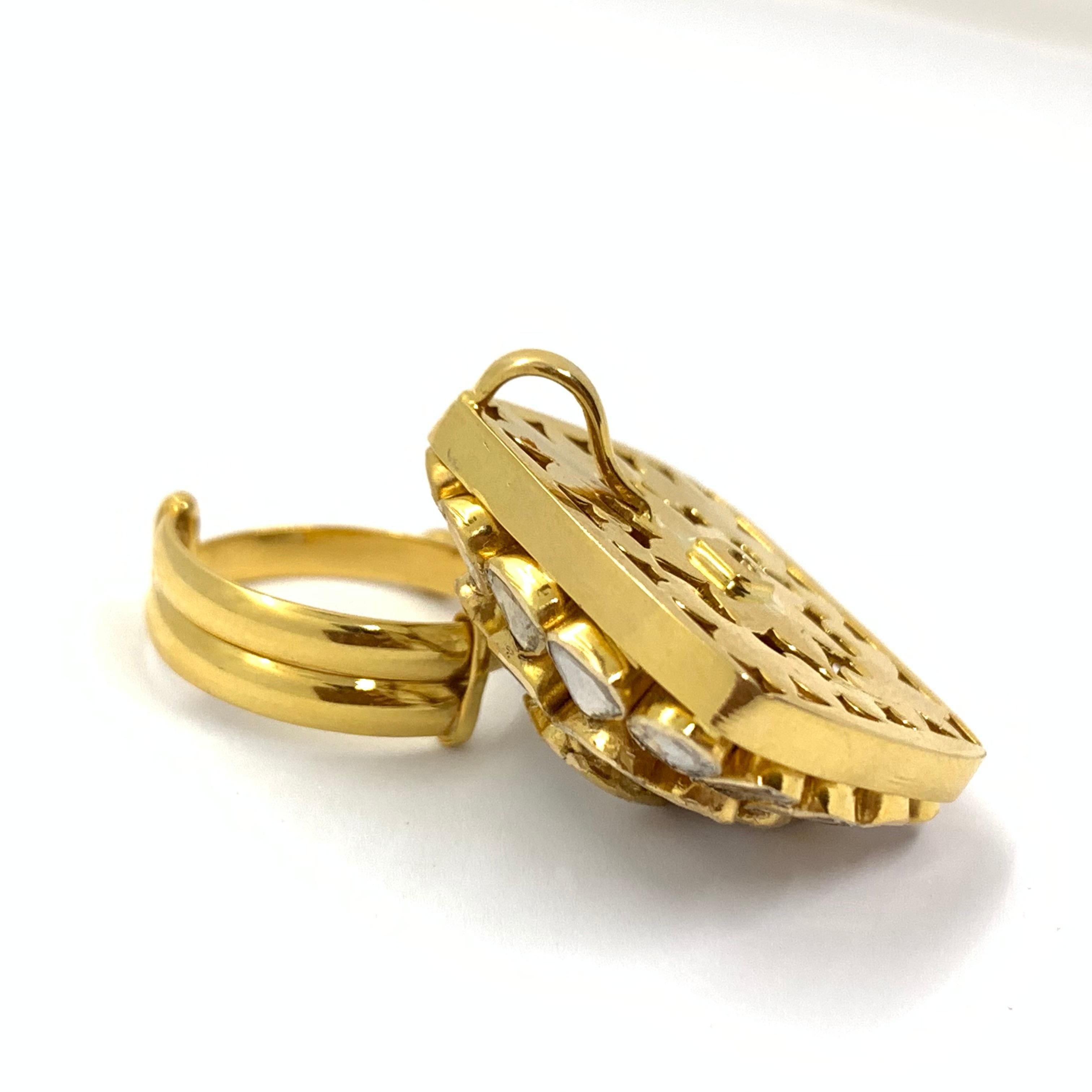 Diamond Statement Ring Cum Pendant Handcrafted in 14k Gold 2