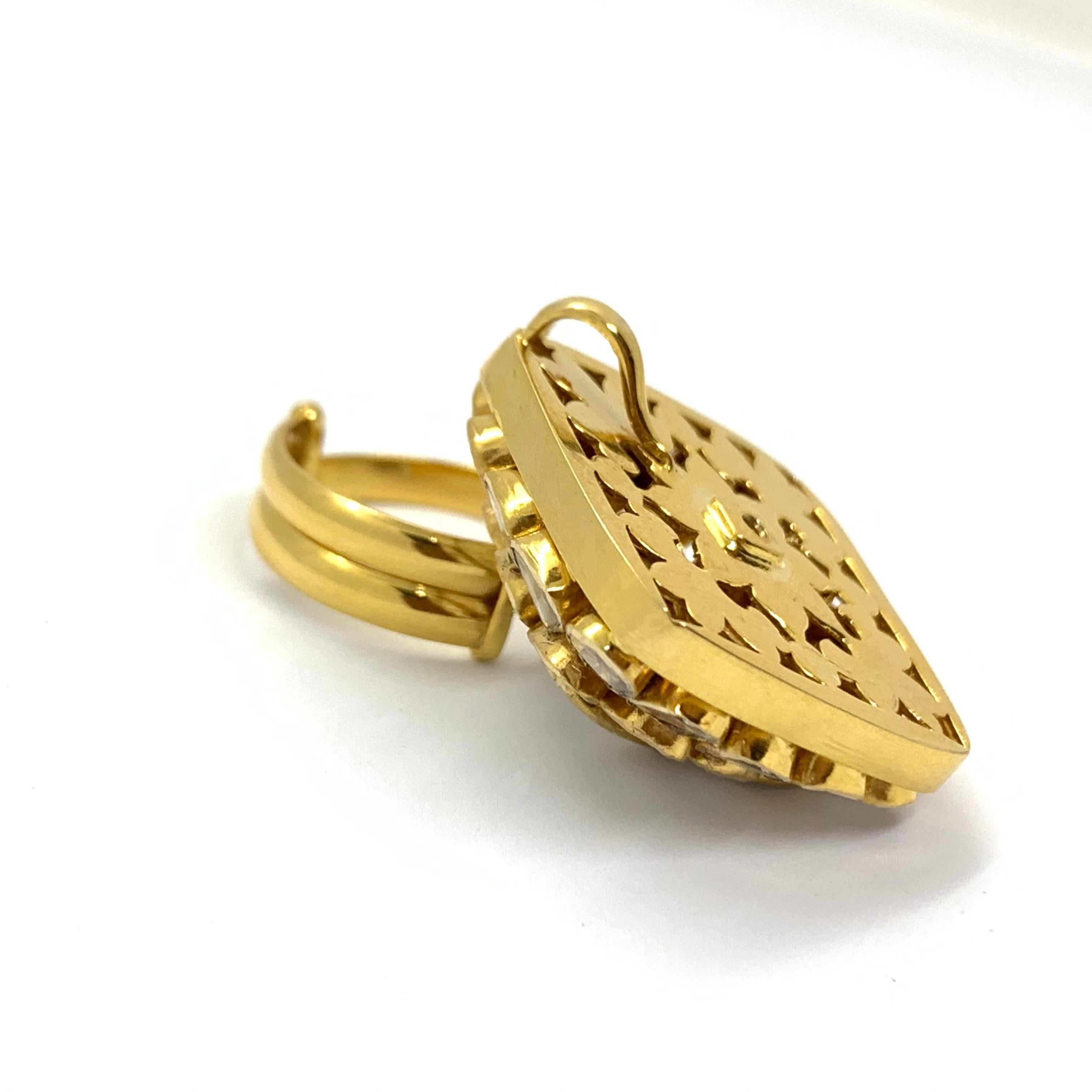 Diamond Statement Ring Cum Pendant Handcrafted in 14k Gold 3