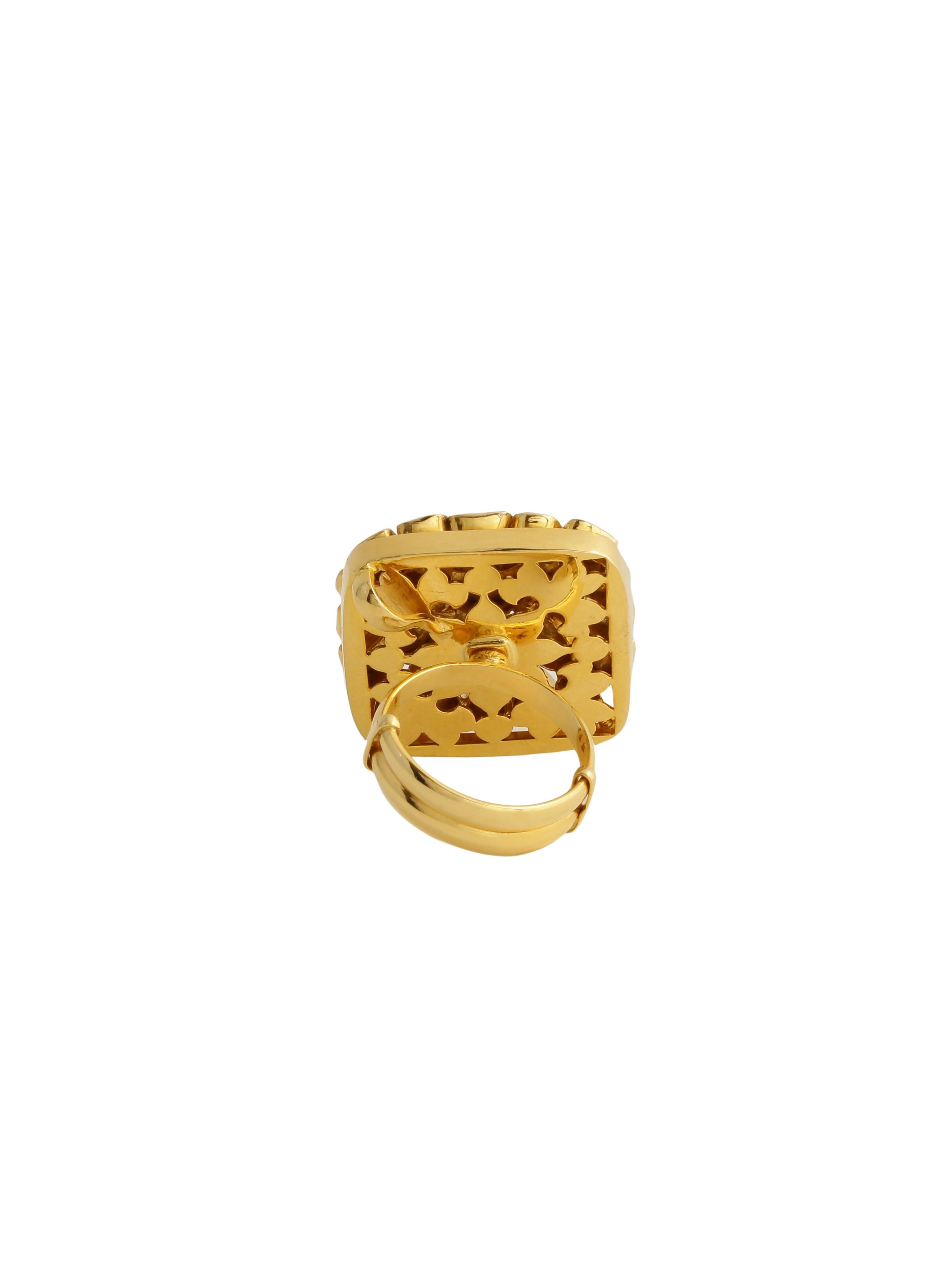 Diamond Statement Ring Cum Pendant Handcrafted in 14k Gold 4