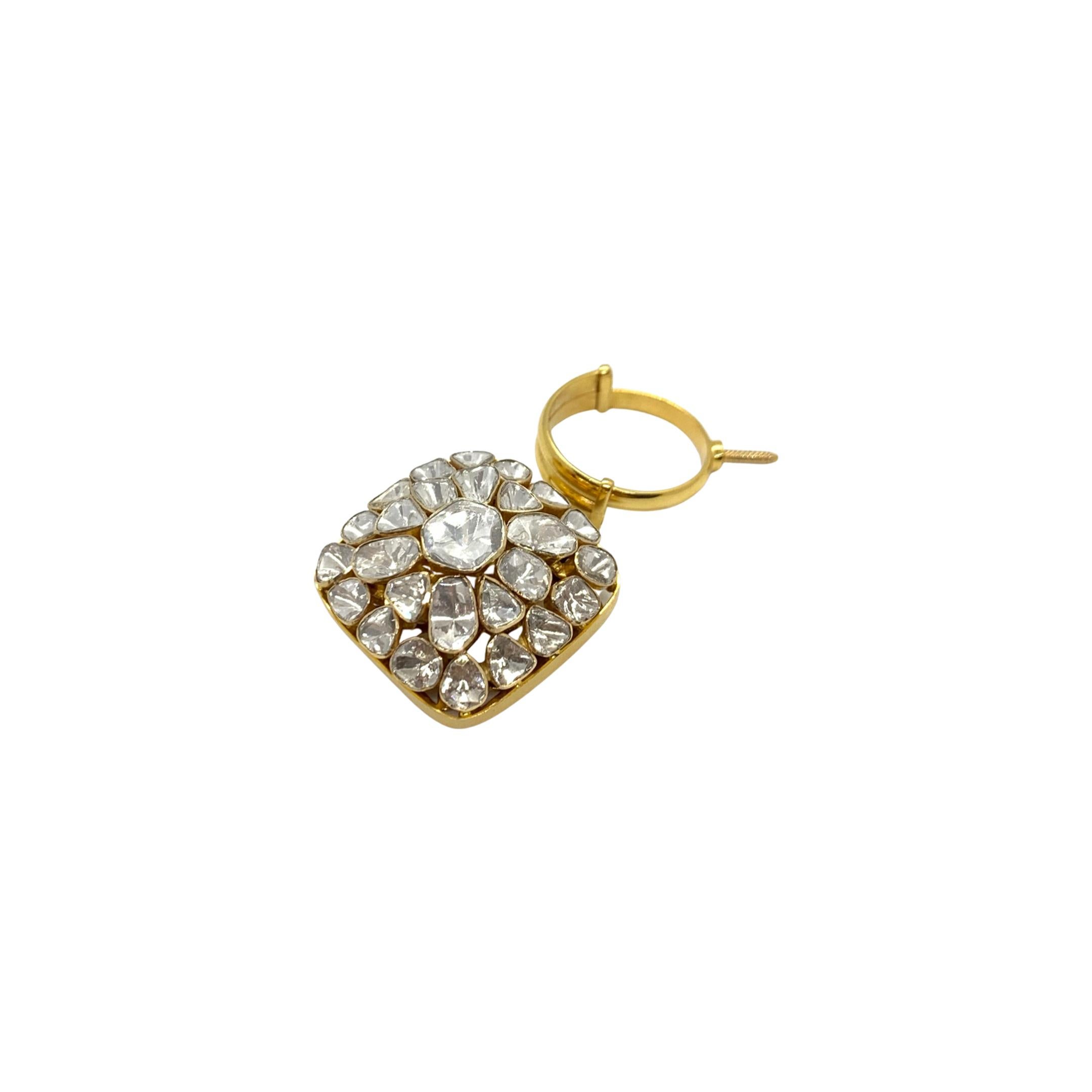 Rose Cut Diamond Statement Ring Cum Pendant Handcrafted in 14k Gold